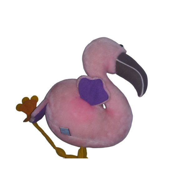 VTG Heartline Pink Flamingo Stuffed Plush Green Eyed Purple Wing Flamingo 1983 - Picture 4 of 12